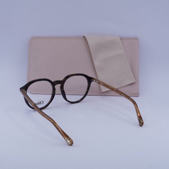 Chloe CH0012O 008 Round Eyeglasses 50mm - Dark Havana/Brown - Picture 7 of 11